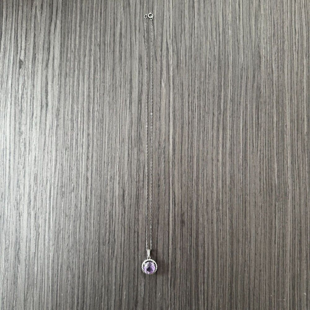 Dainty Amethyst Necklace Sterling Silver Chain - Picture 6 of 6